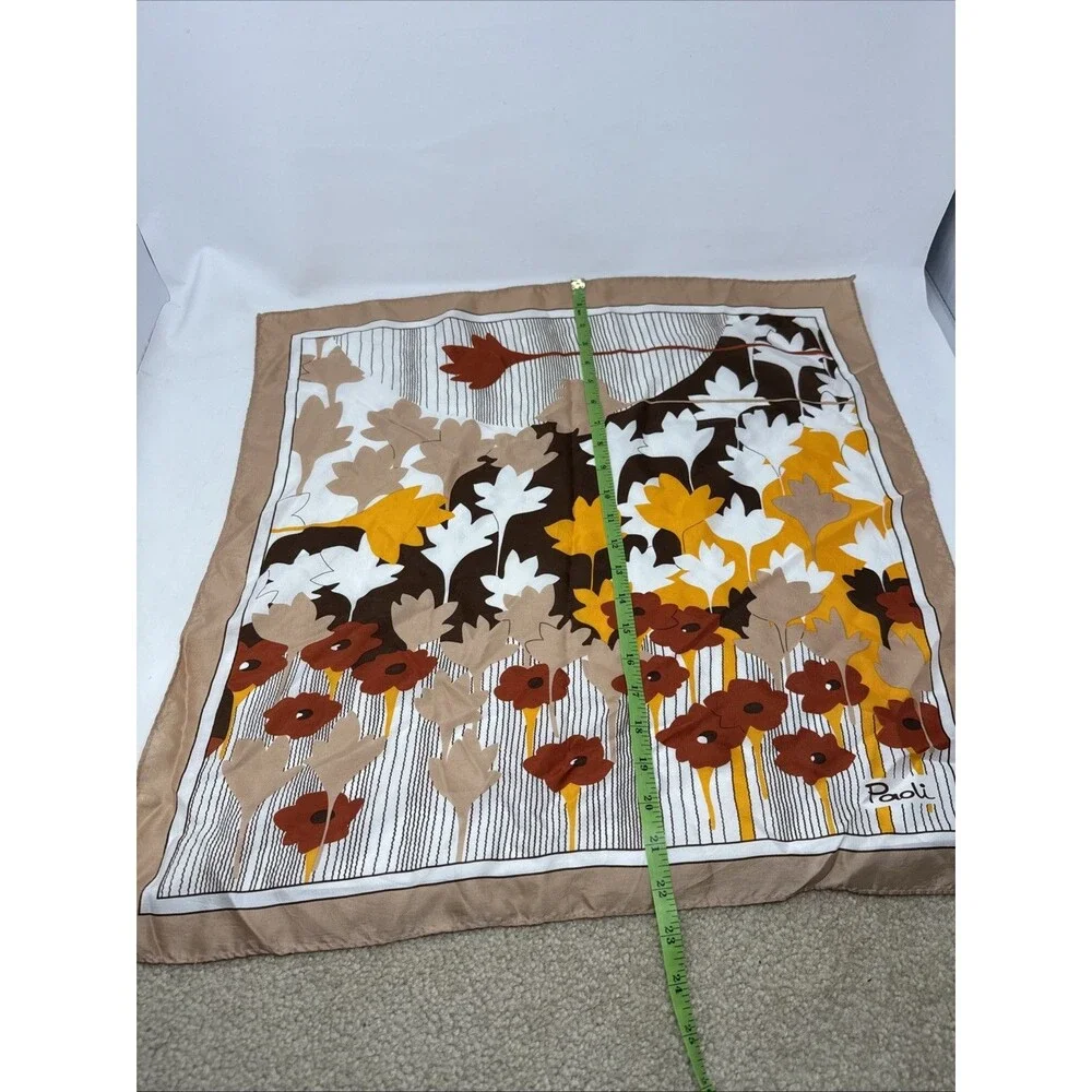 PAOLI Vintage Acetate Earthtones Floral Scarf 23